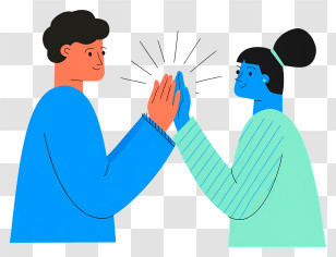 Teamwork - High-Five Couple Minimal Illustration Transparent PNG