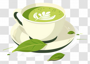 Matcha Tea - Green Matcha Cup With Latte Art Transparent PNG