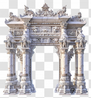 Temple Gate - Ornate Marble Arch Transparent PNG