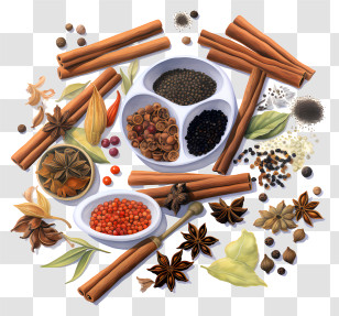 Herbs And Spices - Assorted Spices And Seasoning Ingredients Illustration Transparent PNG