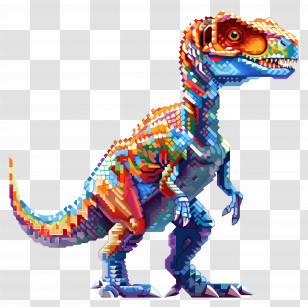 Pixel Dinosaur - Pixelated Colorful Dinosaur Illustration Transparent PNG