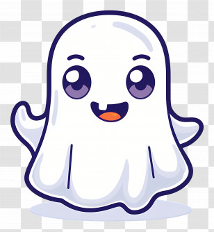 Kawaii Ghost - Cute Cartoon Ghost Illustration Transparent PNG
