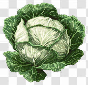 White Cabbage - Realistic Green Cabbage Illustration Transparent PNG