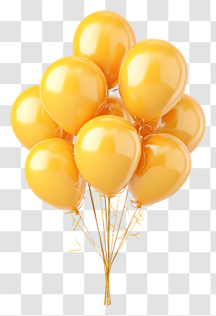 Shiny Gold Balloons - Yellow Balloons For Celebration Transparent PNG