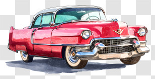 Cadillac - Classic Red Vintage Car Transparent PNG