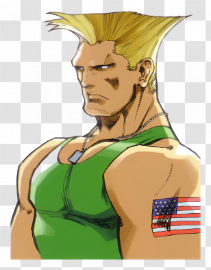 Guile - Muscular Character With American Flag Transparent PNG