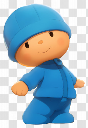 Pocoyo - Adorable Kid In Blue Winter Wear Transparent PNG