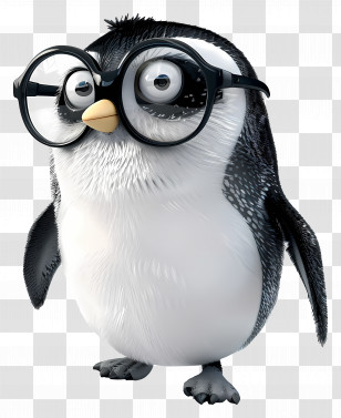 Cartoon Penguin With Glasses - Cartoon Penguin Wearing Glasses Transparent PNG