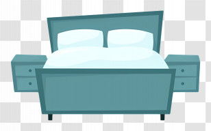 Queen Bed - Teal Bed With Nightstands Transparent PNG