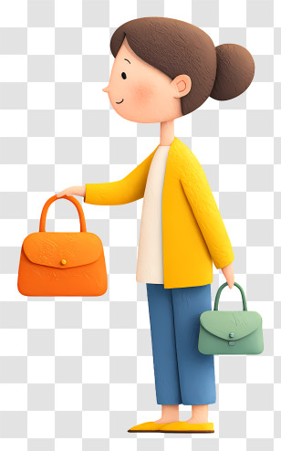Girl Choosing Handbag - Girl Holding Shopping Bags Transparent PNG