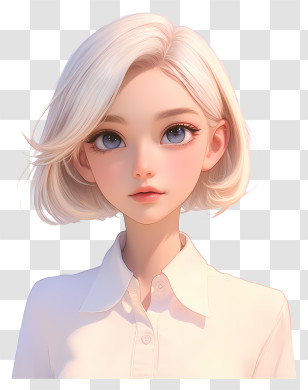 Girl With Big Eyes - Blonde Anime Girl With Blue Eyes Transparent PNG