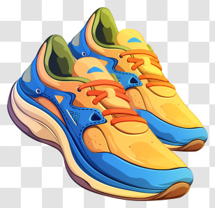 Retro Running Shoes - Colorful Sneakers For Active Lifestyle Transparent PNG