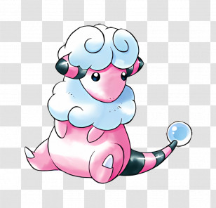 Flaaffy - Cute Pink Sheep-like Creature Illustration Transparent PNG