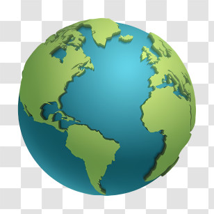 Art - Colorful Earth Globe Illustration With Continents Transparent PNG
