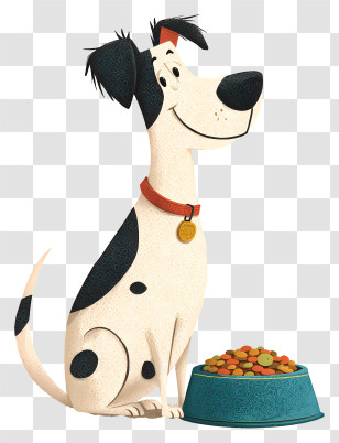 Dog Food - Happy Cartoon Dog With Food Bowl Transparent PNG