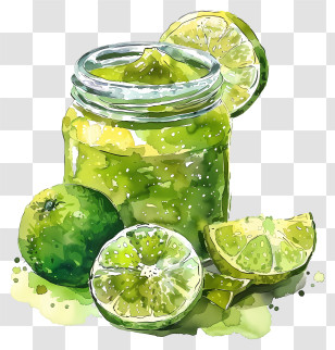 Chutney - Lime Fruit And Lime Paste Jar Illustration Transparent PNG