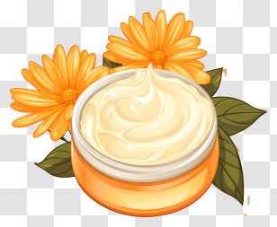 Moisturizing Lotion - Skincare Cream With Yellow Flowers Illustration Transparent PNG