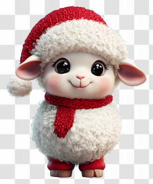 Christmas Sheep - Christmas-Themed Cute Sheep Illustration Transparent PNG