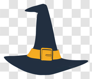 Hat - Black Witch Hat With Yellow Buckle Transparent PNG