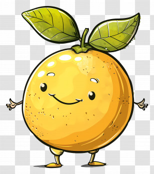 Cartoon Lemon - Smiling Cartoon Orange Fruit Transparent PNG