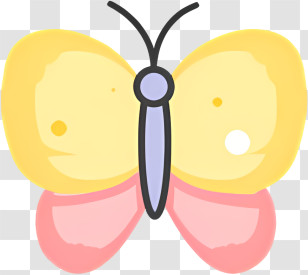 Butterfly Icon - Yellow And Pink Butterfly Illustration Transparent PNG