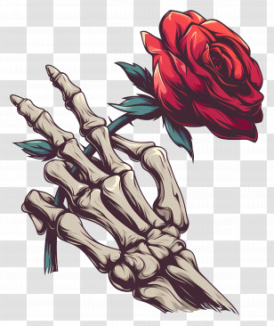 Skeleton Hand Holding Rose - Skeleton Hand Holding A Rose Transparent PNG