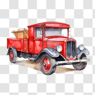 Vintage Truck - Vintage Red Pickup Truck Illustration Transparent PNG