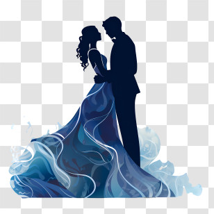 Wedding Couple Silhouette - Elegant Silhouette Of Couple In Formal Attire Transparent PNG