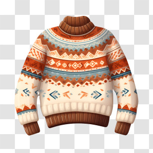 Christmas Sweater - Colorful Patterned Knitted Sweater Transparent PNG
