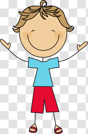 Stick Figure - Happy Cartoon Boy Transparent PNG