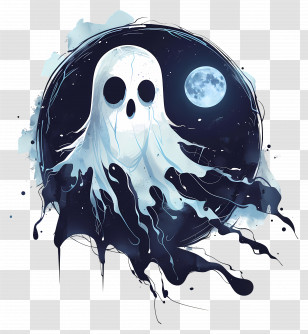 Scary Ghost - Spooky Ghost Under The Moon Transparent PNG