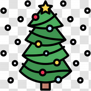 Christmas Tree - Decorated Snowy Christmas Tree With Ornaments And Snowflakes Transparent PNG
