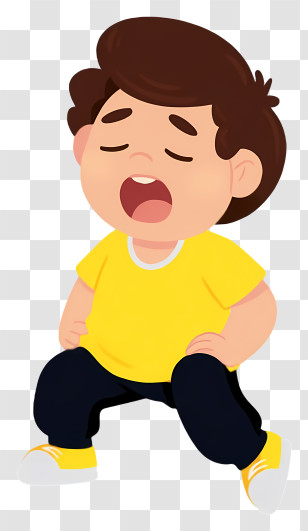 Cartoon Boy - Yawning Cartoon Boy Transparent PNG
