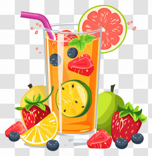 Summer - Tropical Fruit Punch With Citrus And Berries Transparent PNG