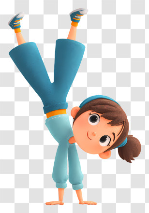 Girl Doing Handstand - Playful Handstand Girl In Blue Outfit Transparent PNG