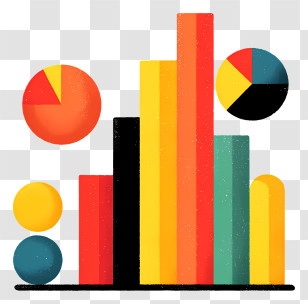 Financial Report Chart - Colorful Bar Chart And Pie Charts Transparent PNG