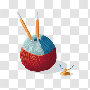 Knitting Ball - Colorful Yarn Ball With Knitting Needles Transparent PNG