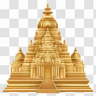 Hindu Temple Gold - Golden Ornate Temple Architecture Transparent PNG