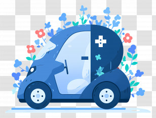 Electric Vehicle - Eco-Friendly Blue Car Transparent PNG