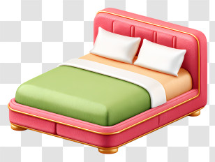 Double Bed - Colorful Bed Illustration Transparent PNG