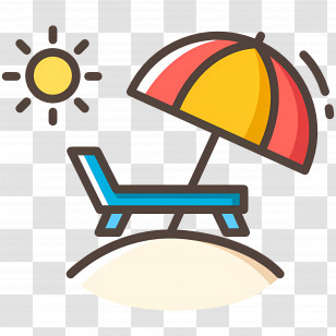 Beach Umbrella - Beach Chair With Umbrella And Sun Transparent PNG