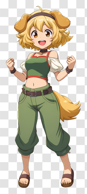 Roxanne - Energetic Blonde Dog-Girl Anime Transparent PNG