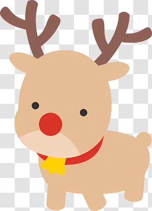 Deer - Cute Reindeer With Red Nose Cartoon Transparent PNG