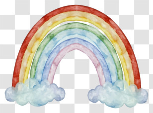 Rainbow - Watercolor Rainbow With Clouds Illustration Transparent PNG