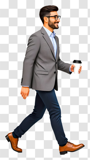 Businessman Walking - Man Walking With Coffee Cup Transparent PNG