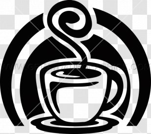 Coffee Cup Rim Circle Clip Art - Black And White - Nice View Of With Croissant Transparent PNG