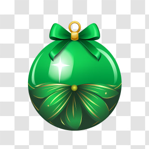 Christmas Ball - Green Christmas Ornament With Ribbon Transparent PNG