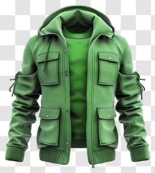 Jacket - Green Jacket With Hoodie Transparent PNG