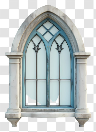 Window - Gothic Arched Window With Blue Frame Transparent PNG