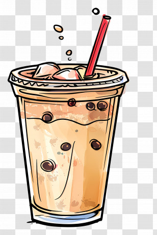 Milk Tea - Bubble Tea In A Transparent Cup With Straw Transparent PNG